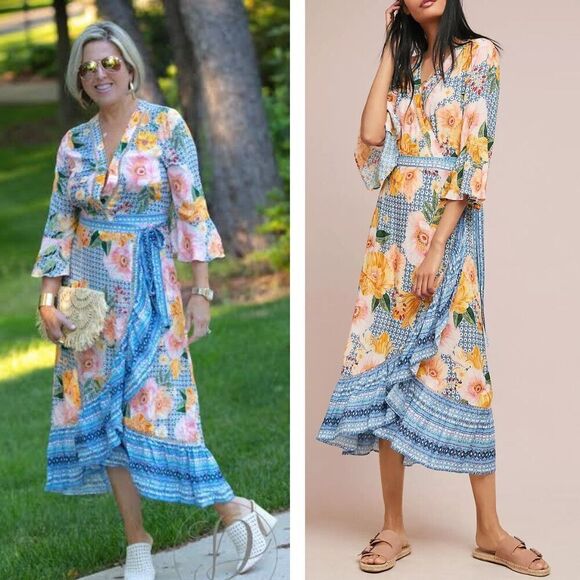 FARM Rio Dresses & Skirts - Farm Rio for Anthropologie Camila Wrap Maxi Dress size small